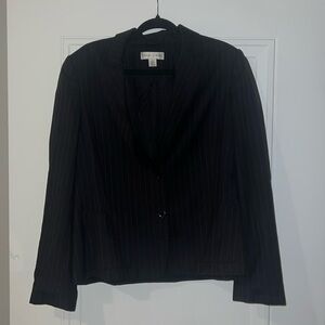 Casual Corner black blazer with blue pinstripe